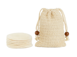 Sustainable Beauty Kit — Hemp Bag with Beads + 6 Reusable Pads